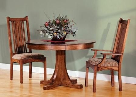 Mission Single Pedestal Dining Table – Lodge Craft For Well Known Serrato Pedestal Dining Tables (View 14 of 20)