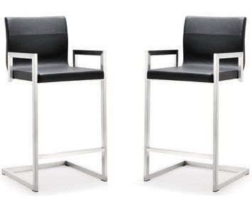Mode Breakroom Tables With Regard To Most Up To Date Tov Furniture Milano Black Stainless Steel Counter Stool (View 5 of 20)
