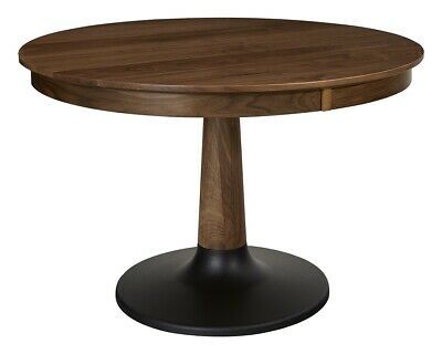 Most Current Amish Mid Century Modern Round Pedestal Dining Table Solid In Monogram 48'' Solid Oak Pedestal Dining Tables (View 5 of 20)