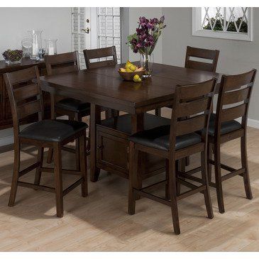 Most Current Andrelle Bar Height Pedestal Dining Tables For Jofran 337 54 Taylor 7 Piece Butterfly Leaf Counter Height (View 10 of 20)