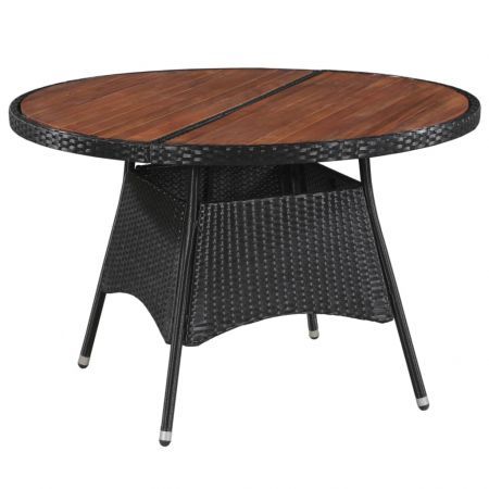Most Current Folcroft Acacia Solid Wood Dining Tables Pertaining To Outdoor Dining Table Poly Rattan And Solid Acacia Wood (Photo 13 of 20)