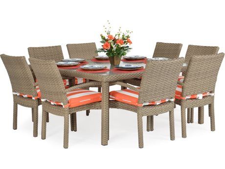 Most Popular Palm Springs Rattan Seaside Wicker Dining Set In Naz 51.25'' Pedestal Dining Tables (Photo 15 of 20)