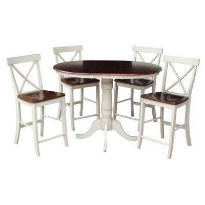 Most Recent International Concepts Raymond 5 Piece 36 In. Round Throughout Andreniki Bar Height Pedestal Dining Tables (Photo 16 of 20)