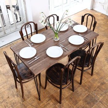 Most Recent Tyne Hairpin Legs Barnwood Dining Tablecosy Wood Within Dining Tables (View 3 of 20)