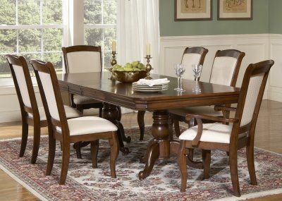 Most Recently Released Cherry Finish Double Pedestal Formal Dining Table W/options With Regard To Kirt Pedestal Dining Tables (View 3 of 20)
