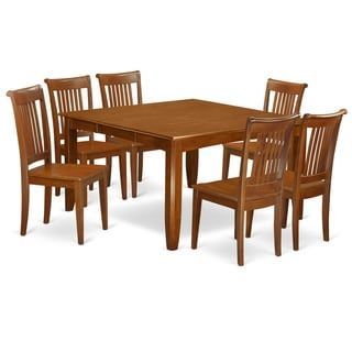 Most Up To Date Wes Counter Height Rubberwood Solid Wood Dining Tables For Pfpo7 Sbr 7 Pc Dining Set Square Table And 6 Dining Chairs (Photo 18 of 20)