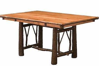 Nerida Trestle Dining Tables Inside 2020 Amish Hickory Twig Bark Trestle Dining Table Rectangle (View 14 of 20)