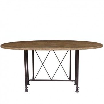 Newest Dellaney 35'' Iron Dining Tables Throughout French Country Reclaimed Pine And Iron Oval Table (View 6 of 20)