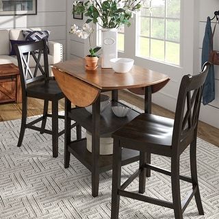 Newest Eleanor Antique Black Drop Leaf Counter Height Table Within Classic Dining Tables (View 4 of 20)