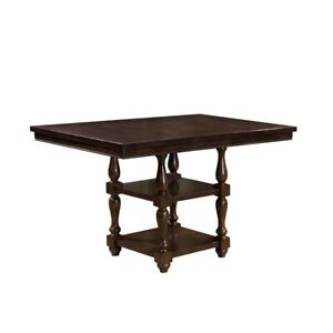 Newest Solid Wood Counter Height Dining Table With Two Open Shelf Throughout Bushrah Counter Height Pedestal Dining Tables (View 6 of 20)