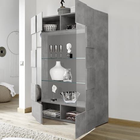 Popular Vaisselier Led Design Gris Effet Béton Dominos 4 Kasalinea Within Mode 72" L Breakroom Tables (View 14 of 20)