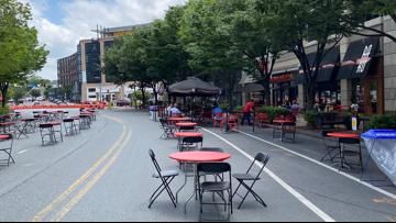 Preferred Bethesda Streetery: Streets Close For Outdoor Dining In Pertaining To Hunsicker Dining Tables (Photo 7 of 18)