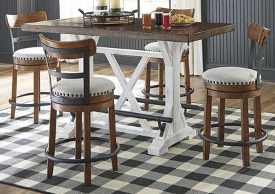 Preferred Desloge Counter Height Trestle Dining Tables Inside Valebeck Brown Counter Height Dining Table W/4 Backed (View 9 of 20)