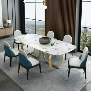 Preferred Homary 63 Inch Rectangular White Faux Marble Top Dining Pertaining To Bekasi 63'' Dining Tables (Photo 14 of 20)