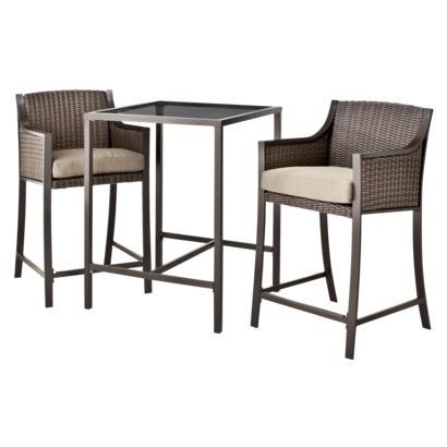 Preferred Threshold™ Casetta 3 Piece Wicker Patio Bar Height Bistro Inside Deonte 38'' Iron Dining Tables (Photo 3 of 20)