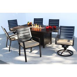 Quincy Outdoor Patio 7pc Dining Set For 6 Person With With Regard To Most Current Mcmichael 32'' Dining Tables (View 14 of 20)
