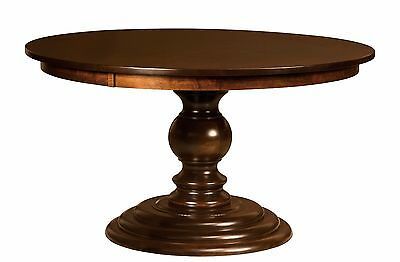 Recent Amish Round Traditional Single Pedestal Dining Table Solid In Dawna Pedestal Dining Tables (View 6 of 20)