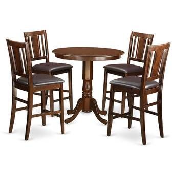 Recent East West Trenton 5 Piece Counter Height Solid Wood Pub For Overstreet Bar Height Dining Tables (View 14 of 20)