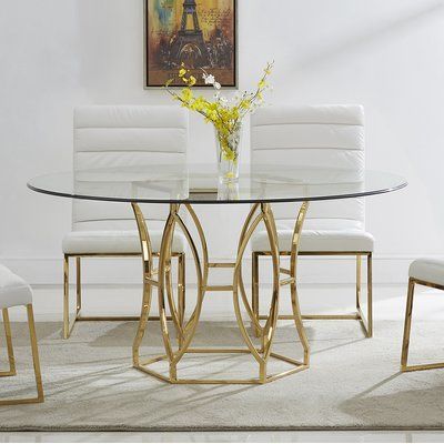 Recent Everly Quinn Kierstyn Dining Table Color: Gold, Size: 54"l Within Hetton 38'' Dining Tables (Photo 19 of 20)