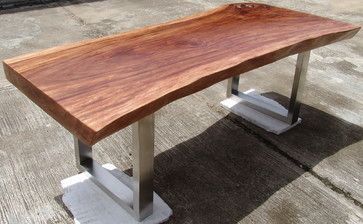 Reclaimed Solid Slab Acacia Wood Dining Tableflowbkk With Famous Folcroft Acacia Solid Wood Dining Tables (Photo 9 of 20)