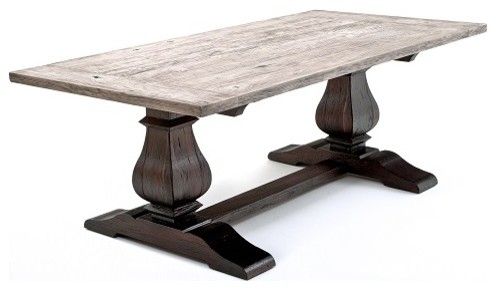 Reclaimed Wood Tuscan Trestle Base Table – Traditional Intended For Most Recently Released Nerida Trestle Dining Tables (Photo 9 of 20)