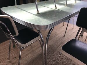 Retro Dining Table & 6 Chairs Green Laminex & Chrome 1950 Intended For Well Known Eleni 35'' Dining Tables (View 3 of 20)
