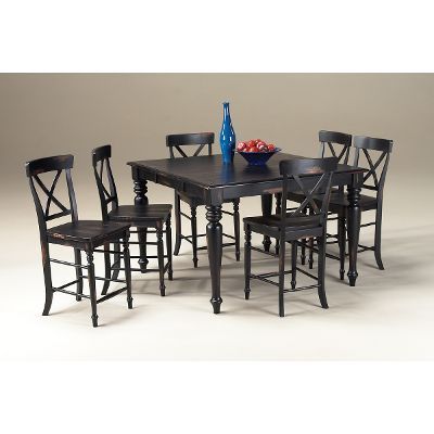 Roanoke Rubbed Black Counter Height 5 Piece Dining Set With Regard To Widely Used Wes Counter Height Rubberwood Solid Wood Dining Tables (Photo 11 of 20)
