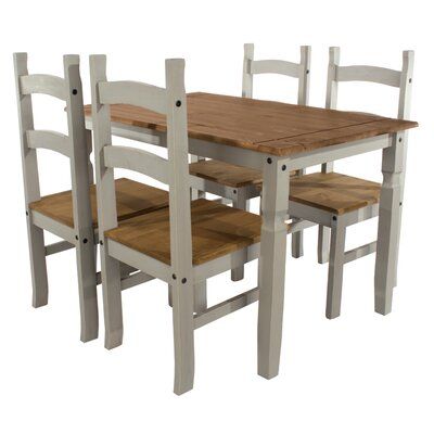 Rosalind Wheeler Nolea 5 – Piece Pine Solid Wood Dining Intended For Widely Used Nolea 29.53'' Pine Solid Wood Dining Tables (Photo 1 of 20)