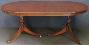 Servin 43'' Pedestal Dining Tables In Well Known Reprodux Bevan Funnell Regency Style Twin Pedestal (Photo 20 of 20)