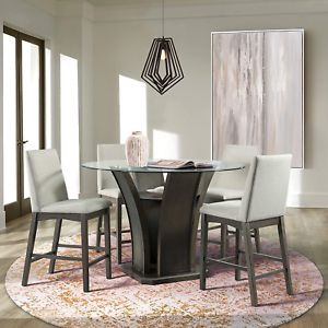 Simms 5pc Round Counter Height Dining Set Table & Four With Most Recent Shoaib Counter Height Dining Tables (View 16 of 20)