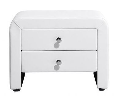 Table De Chevet Simili Cuir Blanc 2 Tiroirs Kaline Pertaining To Well Known Mode 72" L Breakroom Tables (View 16 of 20)