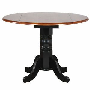 Trendy Adams Drop Leaf Trestle Dining Tables Throughout Sunset Trading Black Cherry Round Drop Leaf Dining Table (View 6 of 20)