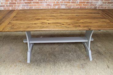 Trestle Table In Reclaimed Oak – Ecustomfinishes Inside 2019 Alexxia 38'' Trestle Dining Tables (View 9 of 20)