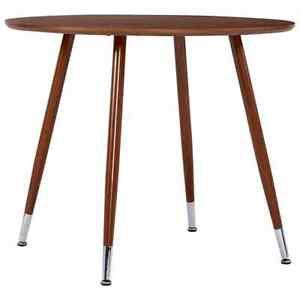 Vidaxl Dining Table Brown Round 35.4" Mdf Steel Home Throughout Most Current Akitomo  (View 20 of 20)