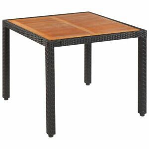 Vidaxl Solid Wooden Outdoor Table Poly Rattan 35.4" Garden In Latest Akito 35.4'' Dining Tables (Photo 1 of 20)