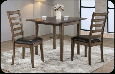 Villani Drop Leaf Rubberwood Solid Wood Pedestal Dining Tables For Most Current Newport Rustic Table Set (View 10 of 20)