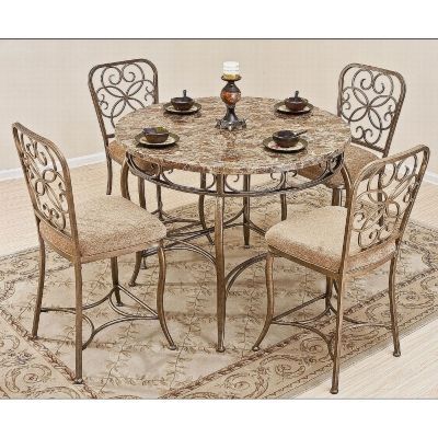 Vintage Garden Casual Gathering Table Dining Set – 5 Pc Throughout Well Known Dellaney 35'' Iron Dining Tables (Photo 17 of 20)