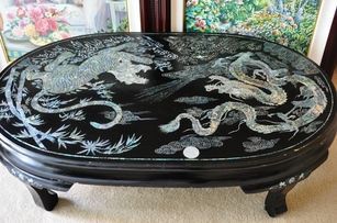 Vintage Korean Lacquer Coffee Table With Mother Of Pearl In Famous 34.6'' Pedestal Dining Tables (Photo 2 of 20)