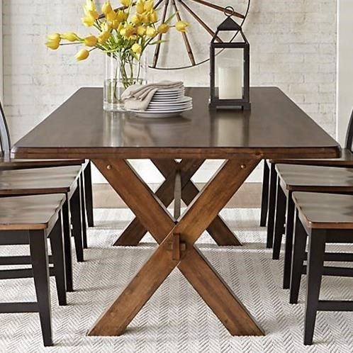 Warehouse M 9108 Solid Wood Dining Table With X Base Inside Latest Nakano Counter Height Pedestal Dining Tables (View 14 of 20)