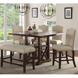 Wayfair Within Most Current Babbie Butterfly Leaf Pine Solid Wood Trestle Dining Tables (View 8 of 20)