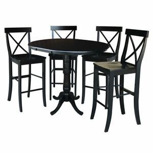 Well Known 36" Round Extension Dining Table 40.9"h With 4 X Back Bar Within Hitchin 36'' Dining Tables (Photo 6 of 20)