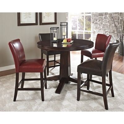 Well Known Andreniki Bar Height Pedestal Dining Tables With Regard To Badillo 5 Piece Dining Set (View 5 of 20)