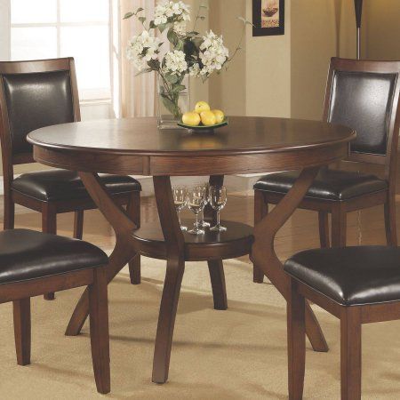Well Known Coaster Company 48" Round Nelms Dining Table, Deep Brown Pertaining To Canalou 46'' Pedestal Dining Tables (View 4 of 20)