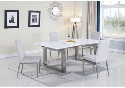 Well Known Ebony White & Grey Dining Set W/ Extendable Table & 4 Gray With Regard To Desiree  (View 3 of 20)