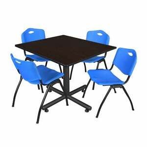 Well Known Regency Seating Kobe Black 48 Inch Square Breakroom Table In Bentham 47" L Round Stone Breakroom Tables (View 4 of 11)