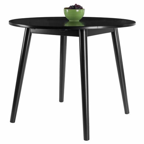 Well Liked Clennell 35.4'' Iron Dining Tables Pertaining To Winsome Moreno 36" Round Drop Leaf Table, Black Finish (Photo 10 of 20)