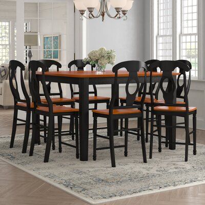 Wes Counter Height Rubberwood Solid Wood Dining Tables With Most Up To Date 9 Piece Counter Height Kitchen & Dining Room Sets You'll (Photo 13 of 20)