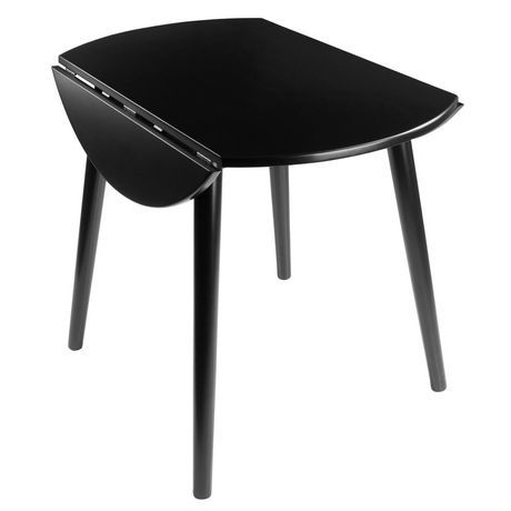 Winsome Moreno 36" Round Drop Leaf Table, Black Finish With Recent Adams Drop Leaf Trestle Dining Tables (View 12 of 20)