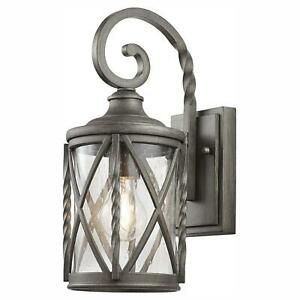 1 Light Wall Mount Outdoor Lantern Antique Pewter With With Regard To Carrington Beveled Glass Outdoor Wall Lanterns (Photo 4 of 20)