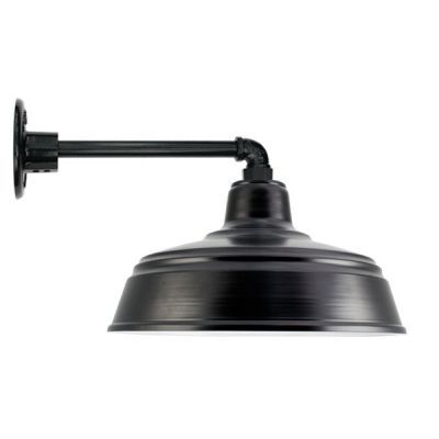 17" All Weather Gooseneck, 100 Black, G16 Straight Arm In Leslie Black Outdoor Barn Lights (View 20 of 20)